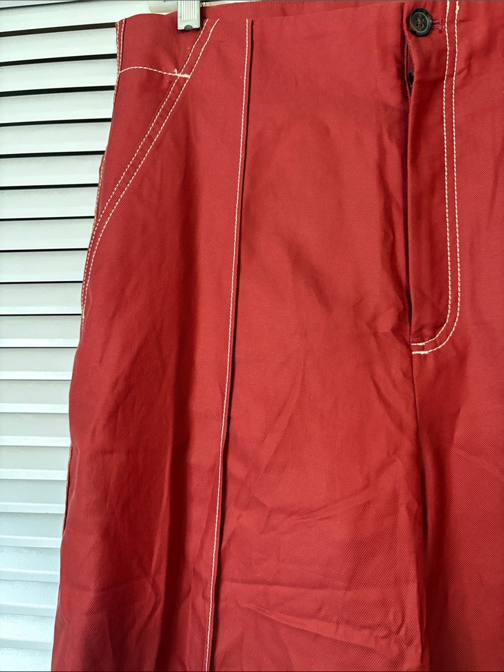 Banana Republic Factort Brick Red Wide Leg Pants Size 12 Tall - Picture 4 of 11